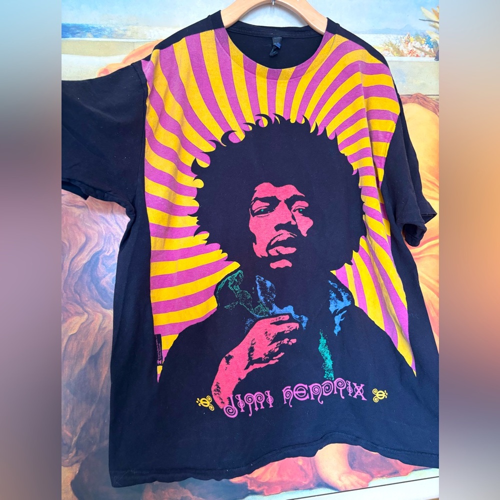 Tultex Jimi Hendrix T-Shirt with Purple and Yellow Design
